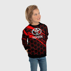 Свитшот детский Toyota: Красные соты, цвет: 3D-черный — фото 2