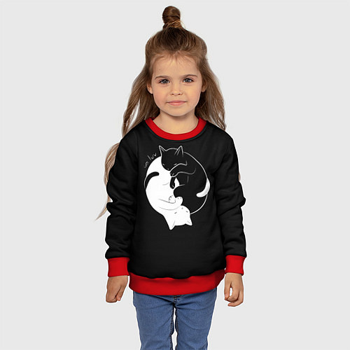 Детский свитшот Бесконечная любовь Endless kitty love / 3D-Красный – фото 4