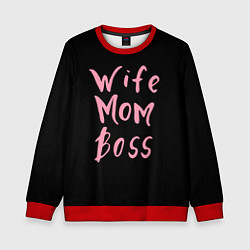 Свитшот детский Wife Mom Boss, цвет: 3D-красный