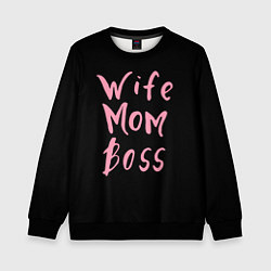 Свитшот детский Wife Mom Boss, цвет: 3D-черный