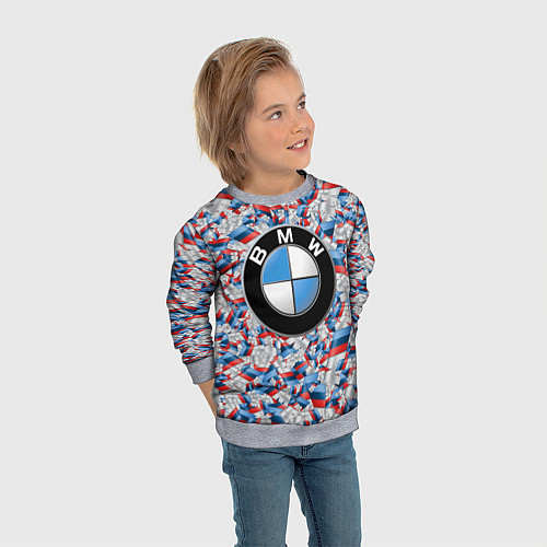 Детский свитшот BMW M PATTERN LOGO / 3D-Меланж – фото 3