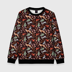 Свитшот детский Лесная лисичка паттерн, цвет: 3D-черный