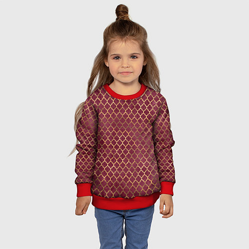 Детский свитшот Gold & Red pattern / 3D-Красный – фото 4