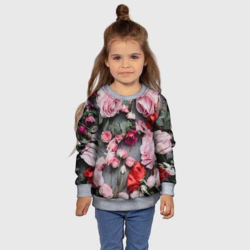 Детский свитшот Цветочное полотно / 3D-Меланж – фото 4
