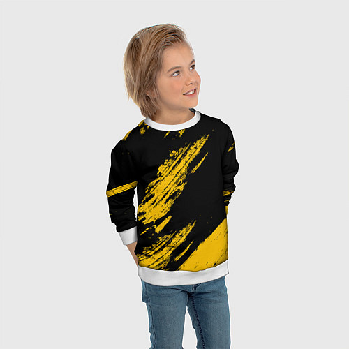 Детский свитшот BLACK AND YELLOW GRUNGE ГРАНЖ / 3D-Белый – фото 3