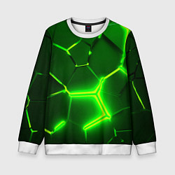 Детский свитшот 3D ПЛИТЫ НЕОН NEON GREEN HEXAGON РАЗЛОМ