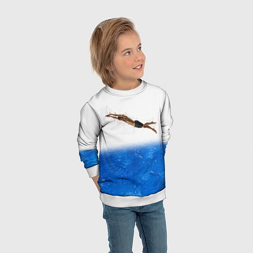 Детский свитшот Спортивное плавание Aqua sport / 3D-Белый – фото 3