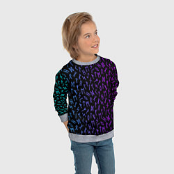 Свитшот детский Рунический алфавит Neon pattern, цвет: 3D-меланж — фото 2