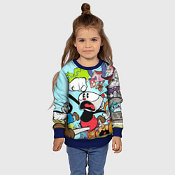 Свитшот детский Побег От Боссов Магман Cuphead, цвет: 3D-синий — фото 2