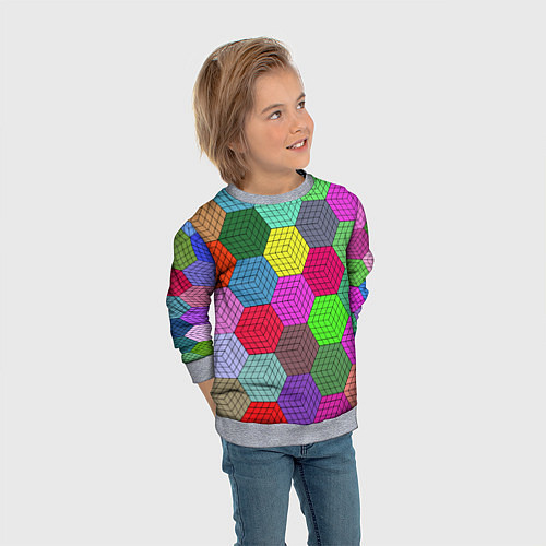 Детский свитшот Геометрический узор Pattern / 3D-Меланж – фото 3