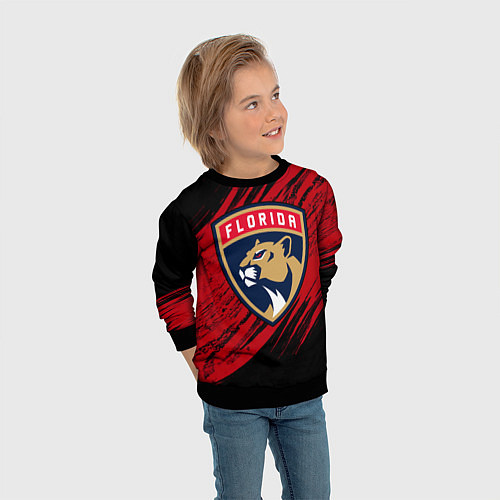 Детский свитшот Florida Panthers, Флорида Пантерз, NHL / 3D-Черный – фото 3