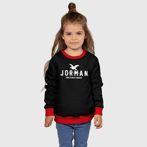 Детский свитшот Узор Black Jorman Air Dope Street Market / 3D-Красный – фото 4