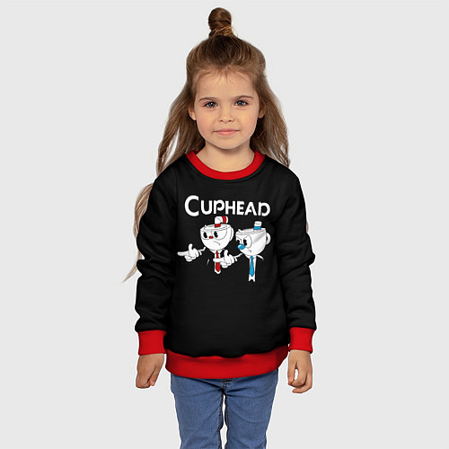 Детский свитшот Cuphead грозные ребята из Криминального чтива / 3D-Красный – фото 4