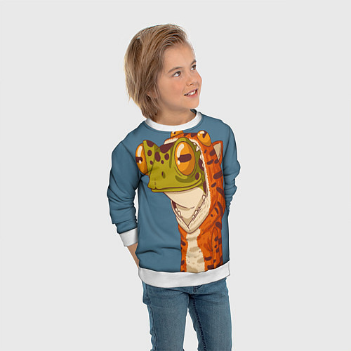Детский свитшот Лягуха в костюме тигра / 3D-Белый – фото 3