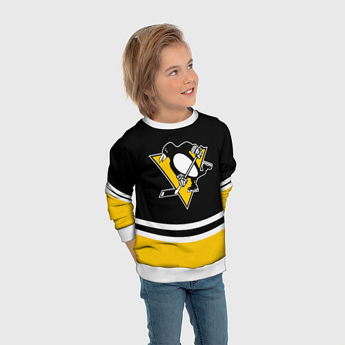 Детский свитшот Pittsburgh Penguins Питтсбург Пингвинз / 3D-Белый – фото 3