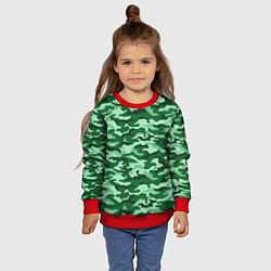 Свитшот детский Зеленый монохромный камуфляж, цвет: 3D-красный — фото 2