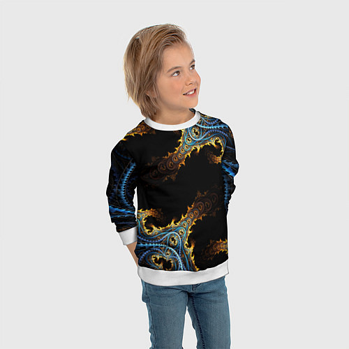 Детский свитшот Огненные фракталы 3d / 3D-Белый – фото 3