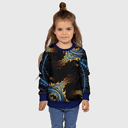 Свитшот детский Огненные фракталы 3d, цвет: 3D-синий — фото 2