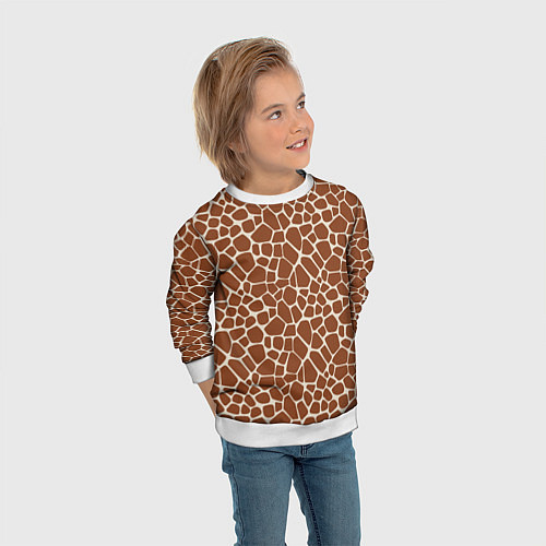Детский свитшот Шкура Жирафа - Giraffe / 3D-Белый – фото 3