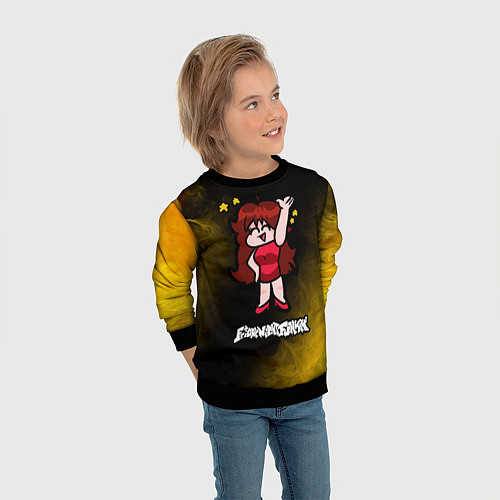 Детский свитшот ФРАЙДЕЙ НАЙТ ФАНКИН - ДЕВУШКА Огонь / 3D-Черный – фото 3