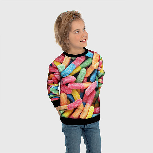 Детский свитшот Мармеладные червячки / 3D-Черный – фото 3