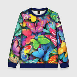 Свитшот детский Стая бабочек Pattern, цвет: 3D-синий