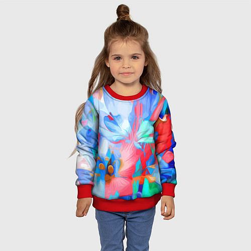 Детский свитшот Fashion floral pattern / 3D-Красный – фото 4