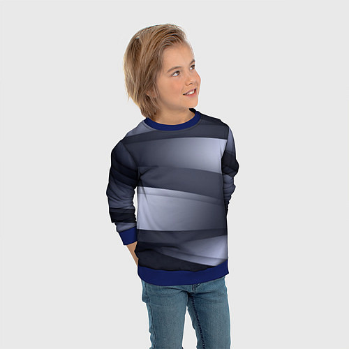 Детский свитшот Серо-белая Волна / 3D-Синий – фото 3