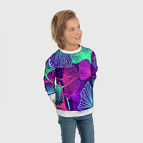 Детский свитшот Neon color pattern Fashion 2023 / 3D-Белый – фото 3