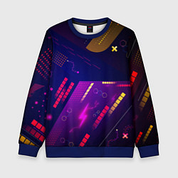 Свитшот детский Cyber neon pattern Vanguard, цвет: 3D-синий