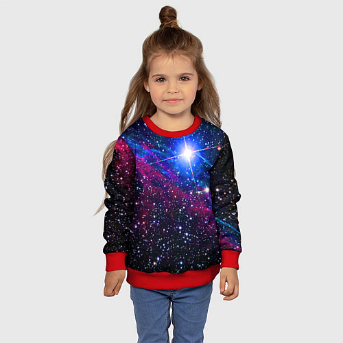 Детский свитшот Открытый космос Star Neon / 3D-Красный – фото 4