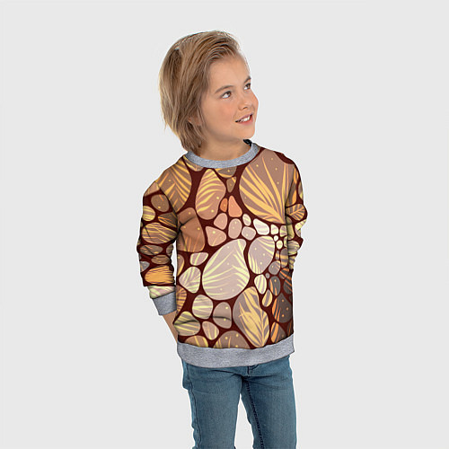 Детский свитшот Коричнево-бежевые пастельные камушки с яркими паль / 3D-Меланж – фото 3