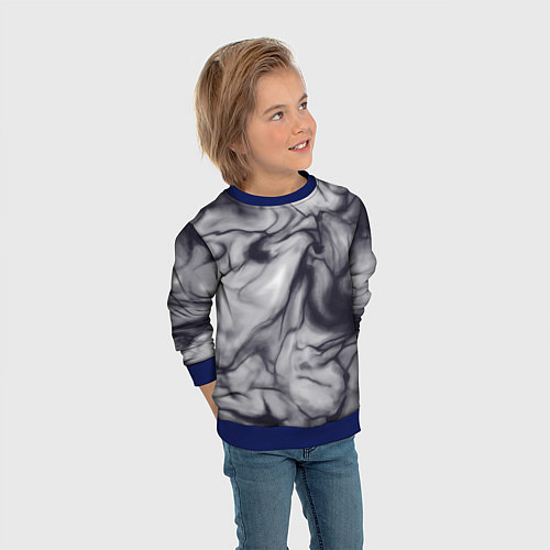 Детский свитшот Бело-черный тай-дай / 3D-Синий – фото 3