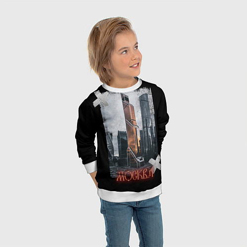 Детский свитшот Москоу Сити / 3D-Белый – фото 3
