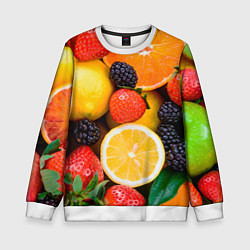 Свитшот детский ИЗОБИЛИЕ ФРУКТОВ, цвет: 3D-белый