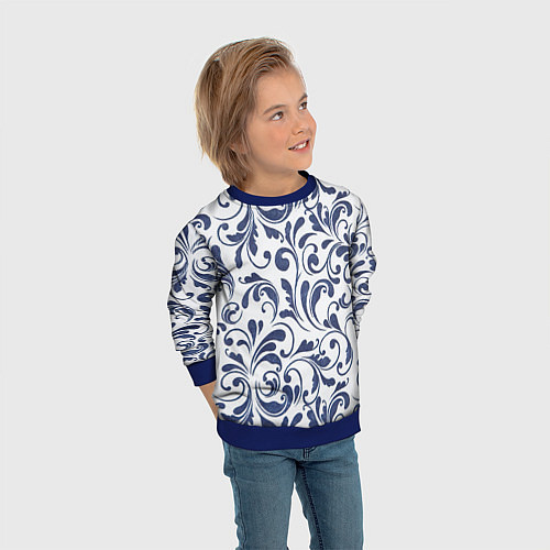 Детский свитшот Гжелевый рисунок / 3D-Синий – фото 3
