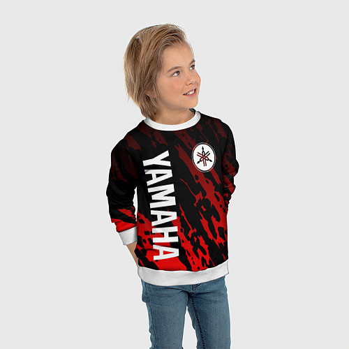 Детский свитшот Yamaha - Красные пятна / 3D-Белый – фото 3