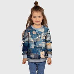 Свитшот детский Patchwork Jeans Осень Зима 2023, цвет: 3D-меланж — фото 2