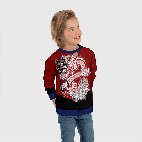 Детский свитшот Китайский Дракон Символ Добра / 3D-Синий – фото 3