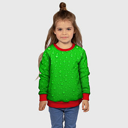 Свитшот детский Зеленый фон с росой, цвет: 3D-красный — фото 2