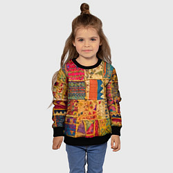 Свитшот детский Пэчворк Лоскутное одеяло Patchwork Quilt, цвет: 3D-черный — фото 2