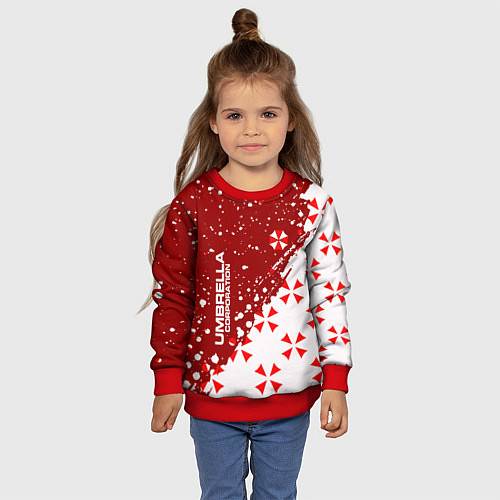 Детский свитшот Resident Evil Umbrella Corporation паттерн / 3D-Красный – фото 4