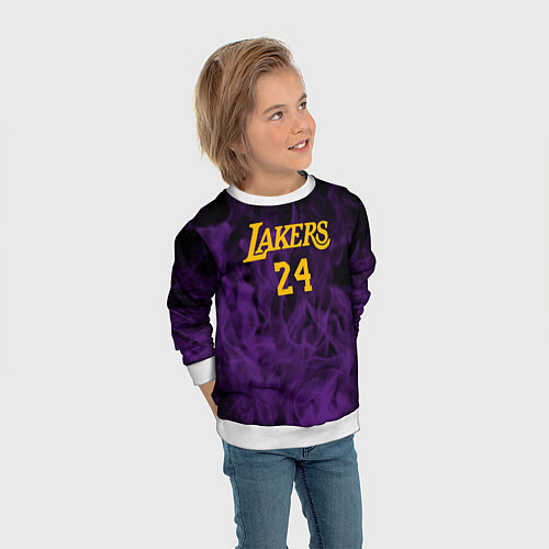 Детский свитшот Lakers 24 фиолетовое пламя / 3D-Белый – фото 3