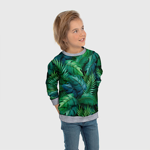 Детский свитшот Green plants pattern / 3D-Меланж – фото 3