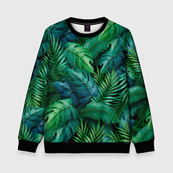 Свитшот детский Green plants pattern, цвет: 3D-черный