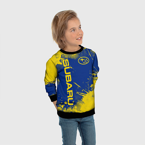 Детский свитшот SUBARU - СУБАРУ БРЫЗКИ КЛАССИЧЕСКИЕ / 3D-Черный – фото 3