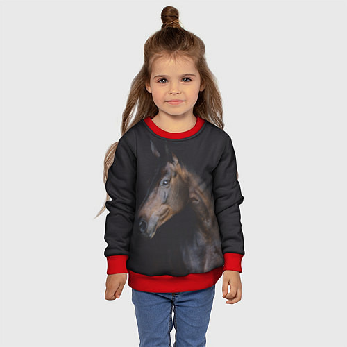 Детский свитшот Лошадь Благородство / 3D-Красный – фото 4