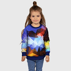 Свитшот детский Абстрактный цветной узор из треугольников Abstract, цвет: 3D-синий — фото 2
