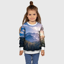 Свитшот детский Горы Лес Солнце, цвет: 3D-белый — фото 2