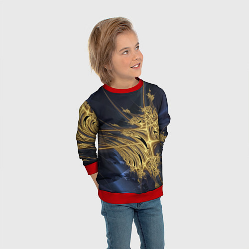 Детский свитшот Фрактальная футуристическая композиция Абстракция / 3D-Красный – фото 3